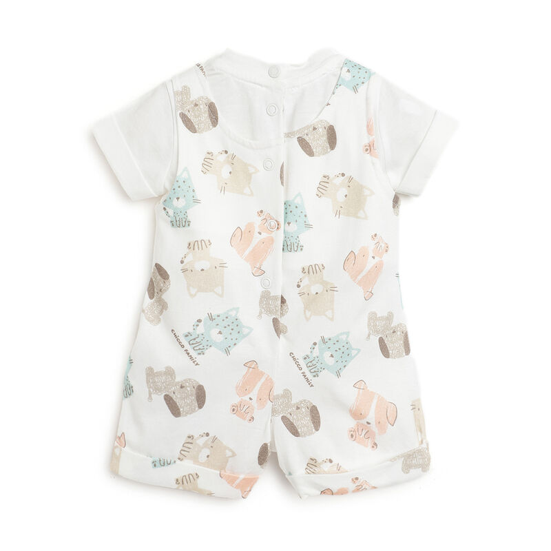 Infants Natural Printed Short Sleeve Rompers image number 1